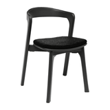 Wooden Accent Chair Stackable in Black With Velvet Seat Pad - Nina