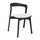 Wooden Accent Chair Stackable in Black With Velvet Seat Pad - Nina