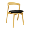 Wooden Accent Chair Stackable in Natural Oak With Velvet Seat Pad - Nina