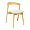 Wooden Accent Chair Stackable in Natural Oak With Velvet Seat Pad - Nina