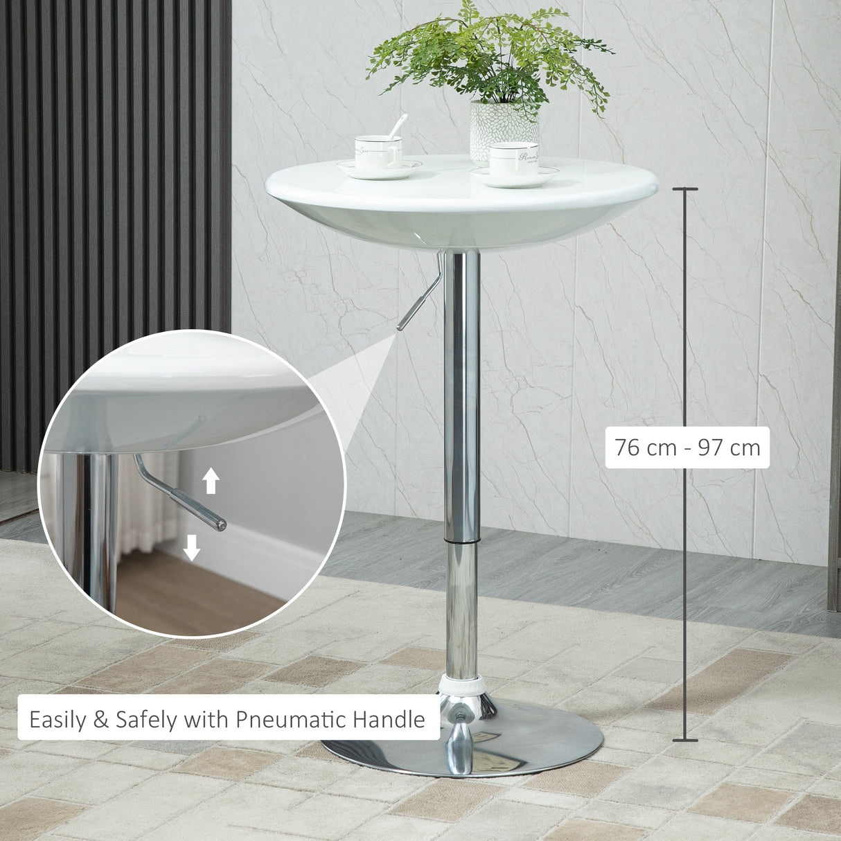 Wooden Adjustable Height Bar Table Round With Swivel Painted Top - Velmora