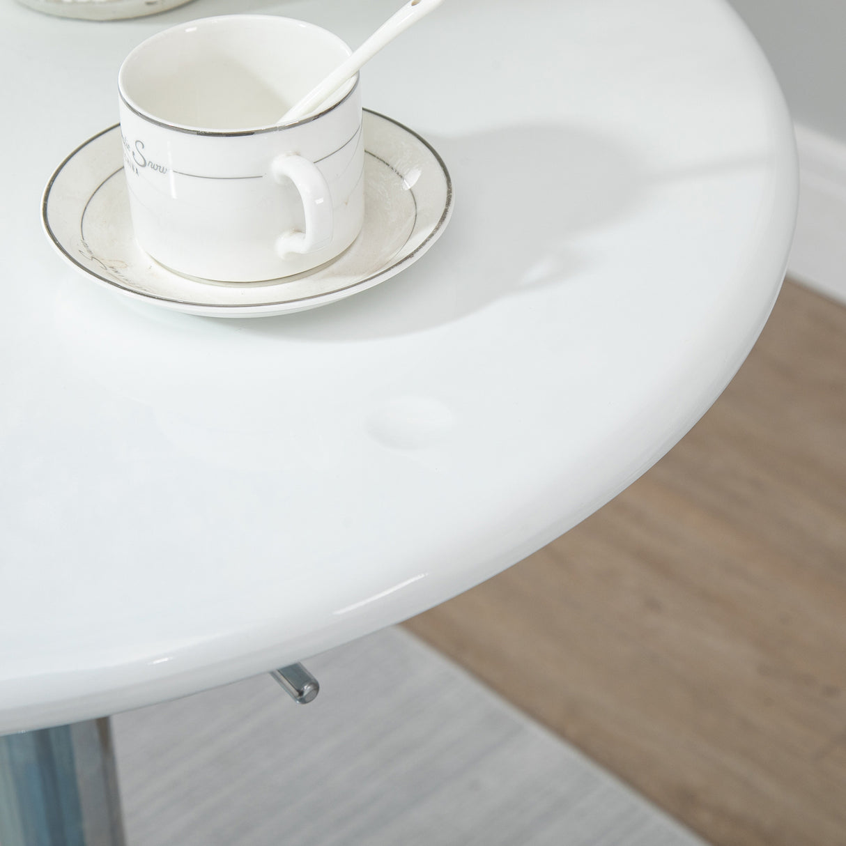 Wooden Adjustable Height Bar Table Round With Swivel Painted Top - Velmora