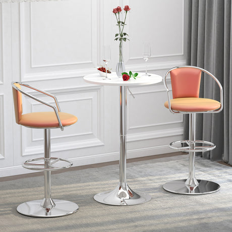 Wooden Adjustable Height Bar Table Round With Swivel Top - Velmora