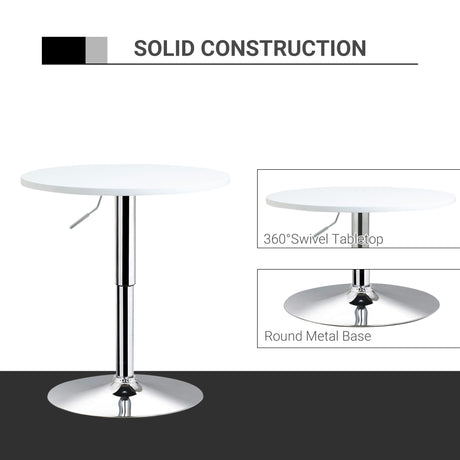 Wooden Adjustable Height Bar Table Round With Swivel Top - Velmora