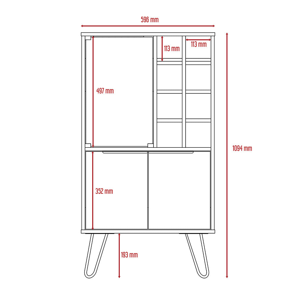 Wooden Bar Cabinet With 2 Doors - Nevada