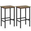 Wooden Bar Stool 40cm Wide With Metal Frame in Set Of 2 - Velmora