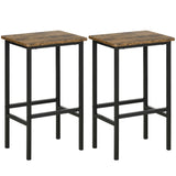 Wooden Bar Stool 40cm Wide With Metal Frame in Set Of 2 - Velmora