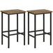 Wooden Bar Stool 40cm Wide With Metal Frame in Set Of 2 - Velmora