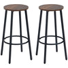 Wooden Bar Stool 42cm Diameter With Metal Frame in Set Of 2 - Velmora