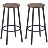Wooden Bar Stool 42cm Diameter With Metal Frame in Set Of 2 - Velmora