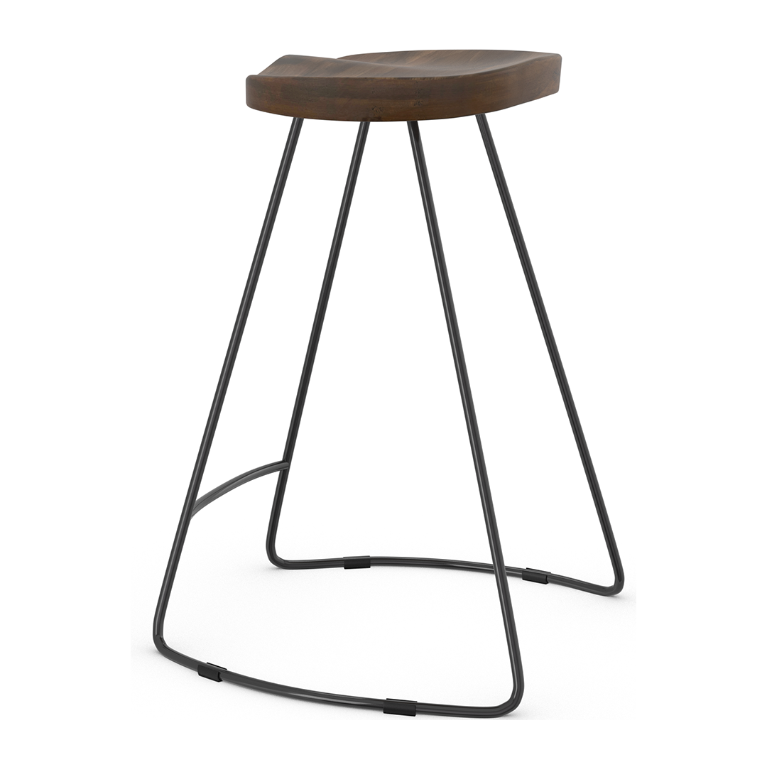 Wooden Bar Stool With Black Metal Frame - Carmsley
