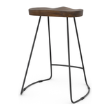 Wooden Bar Stool With Black Metal Frame - Carmsley