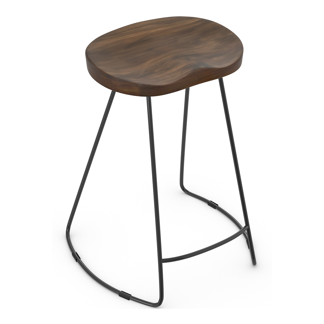 Wooden Bar Stool With Black Metal Frame - Carmsley