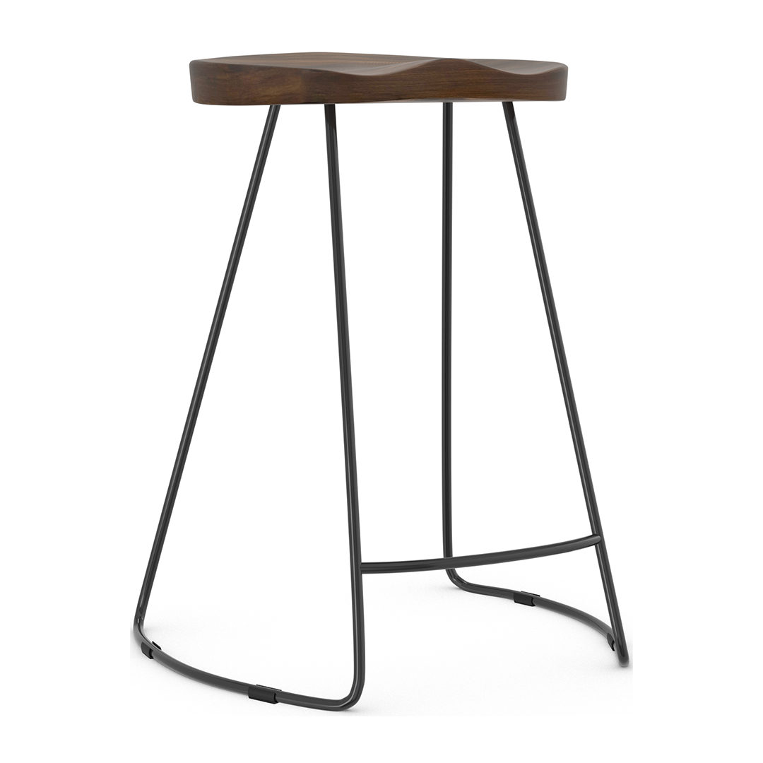 Wooden Bar Stool With Black Metal Frame - Carmsley