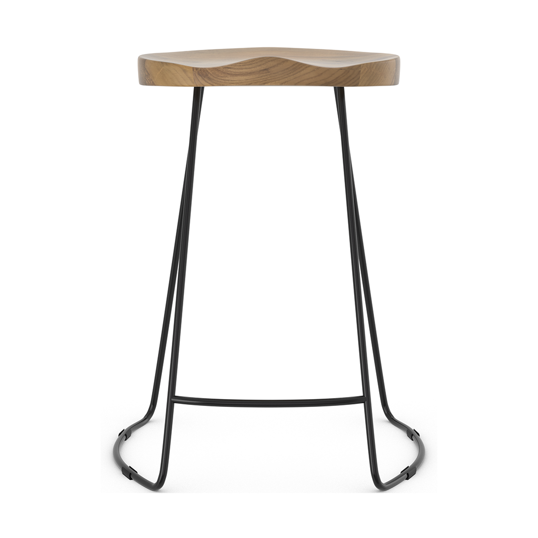 Wooden Bar Stool With Black Metal Frame - Carmsley