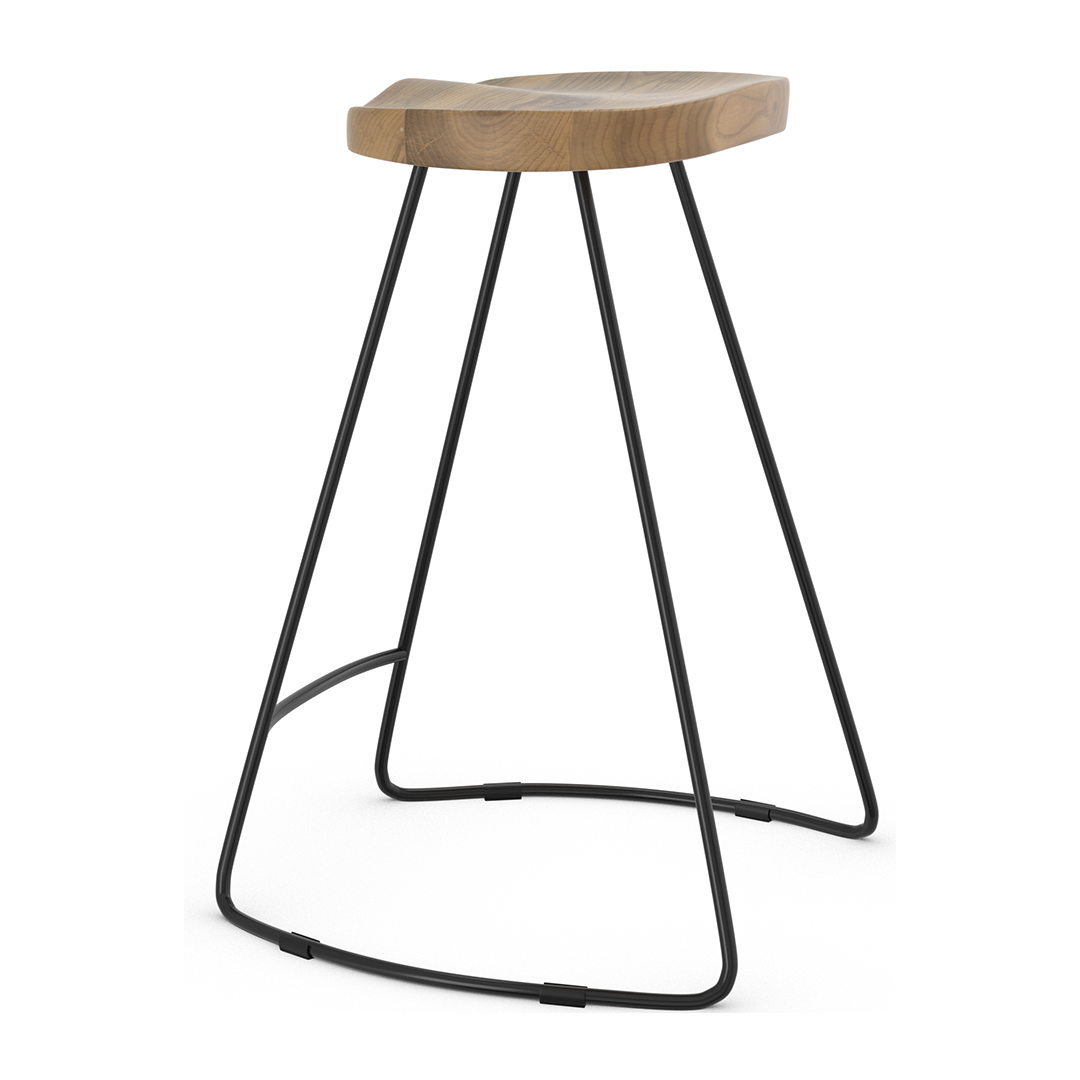 Wooden Bar Stool With Black Metal Frame - Carmsley