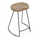 Wooden Bar Stool With Black Metal Frame - Carmsley