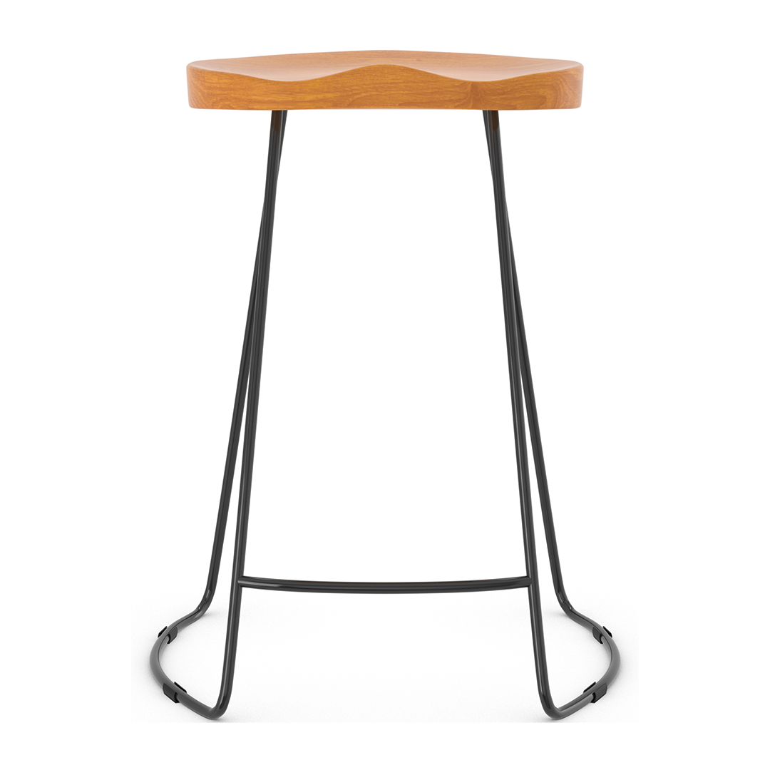 Wooden Bar Stool With Black Metal Frame - Carmsley