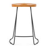 Wooden Bar Stool With Black Metal Frame - Carmsley