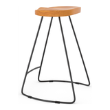 Wooden Bar Stool With Black Metal Frame - Carmsley
