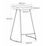 Wooden Bar Stool With Black Metal Frame - Carmsley