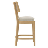 Wooden Bar Stool Counter With Fabric Seat - Maggie