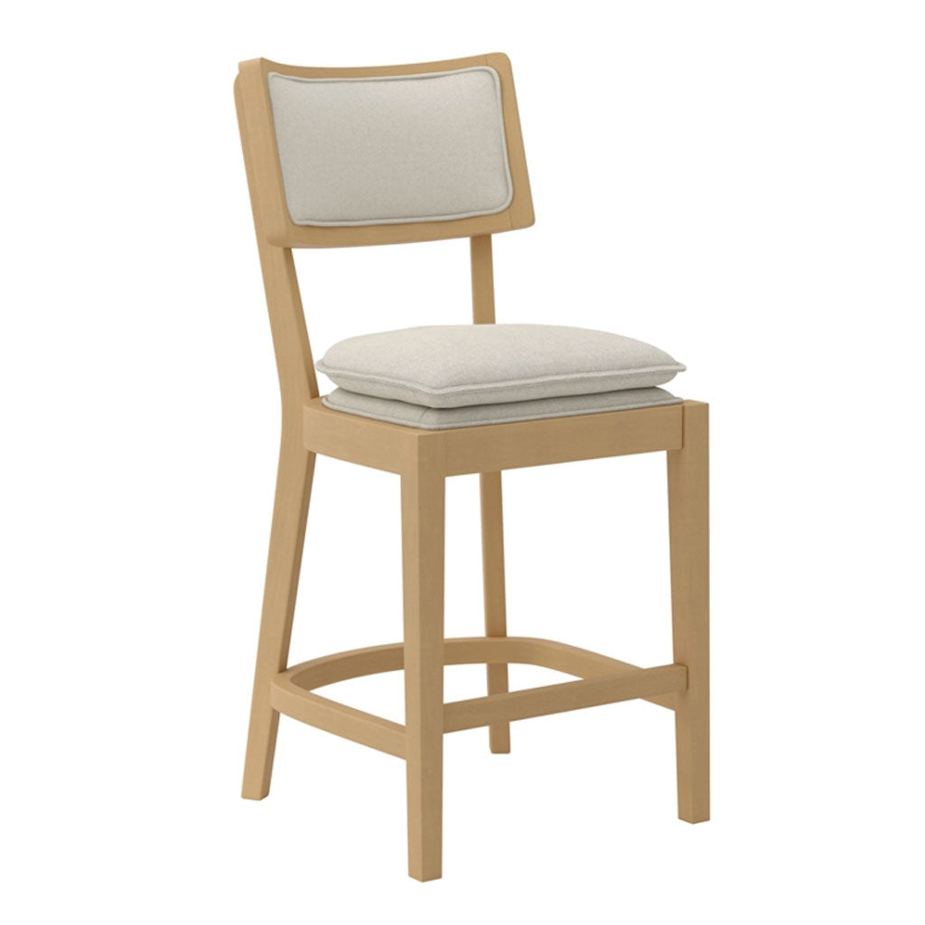 Wooden Bar Stool Counter With Fabric Seat - Maggie