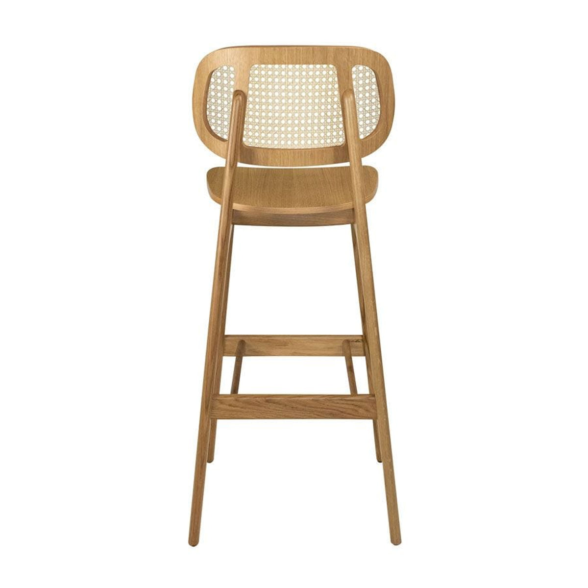 Wooden Bar Stool With Natural Cane Back - Relish