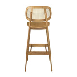 Wooden Bar Stool With Natural Cane Back - Relish