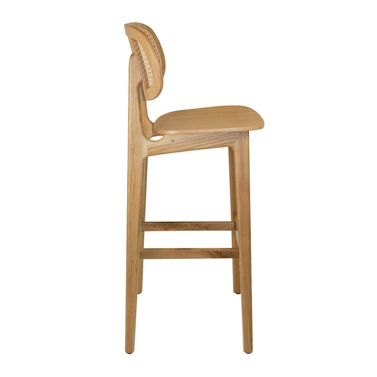 Wooden Bar Stool With Natural Cane Back - Relish