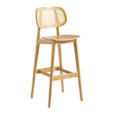 Wooden Bar Stool With Natural Cane Back - Relish