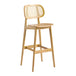 Wooden Bar Stool With Natural Cane Back - Relish