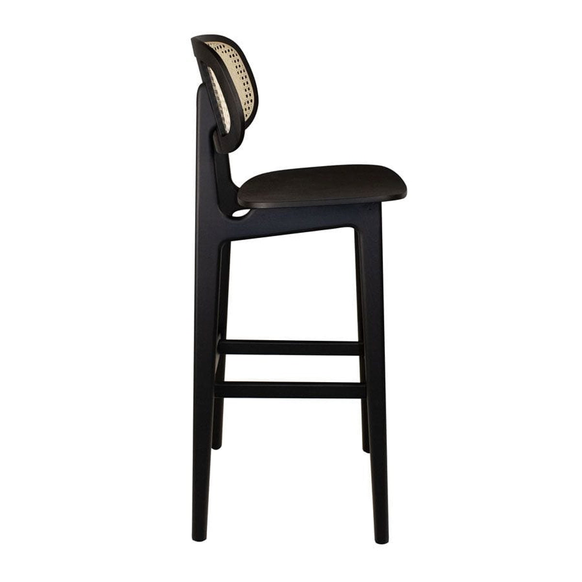 Wooden Bar Stool With Natural Cane Back - Relish