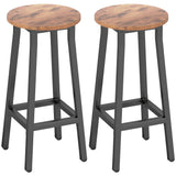 Wooden Bar Stools 32cm Diameter With Metal Frame in Set Of 2 - Velmora