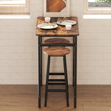 Wooden Bar Stools 32cm Diameter With Metal Frame in Set Of 2 - Velmora