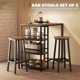 Wooden Bar Stools 32cm Diameter With Metal Frame in Set Of 2 - Velmora