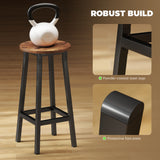Wooden Bar Stools 32cm Diameter With Metal Frame in Set Of 2 - Velmora