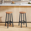 Wooden Bar Stools 32cm Diameter With Metal Frame in Set Of 2 - Velmora