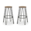 Wooden Bar Stools in Set Of 2 Round - Dalston