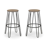 Wooden Bar Stools in Set Of 2 Round - Dalston