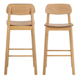 Wooden Bar Stools With Back In Set Of 2 - Barlow