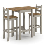 Wooden Bar Table 100cm Wide Drop Leaf With 2 Bar Chairs - Corona