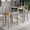 Wooden Bar Table 100cm Wide Drop Leaf With 2 Bar Chairs - Corona