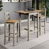 Wooden Bar Table 100cm Wide Drop Leaf With 2 Bar Chairs - Corona