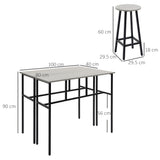 Wooden Bar Table 100cm Wide Rectangular With 2 Stools in Set Of 2 - Velmora