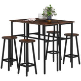 Wooden Bar Table 100cm Wide Rectangular With 2 Stools in Set Of 2 - Velmora
