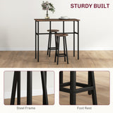 Wooden Bar Table 100cm Wide Rectangular With 2 Stools in Set Of 2 - Velmora