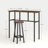 Wooden Bar Table 100cm Wide Rectangular With 2 Stools in Set Of 2 - Velmora