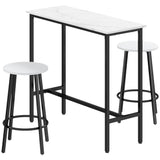 Wooden Bar Table 100cm Wide Rectangular With 2 Stools - Velmora