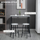 Wooden Bar Table 100cm Wide Rectangular With 2 Stools - Velmora